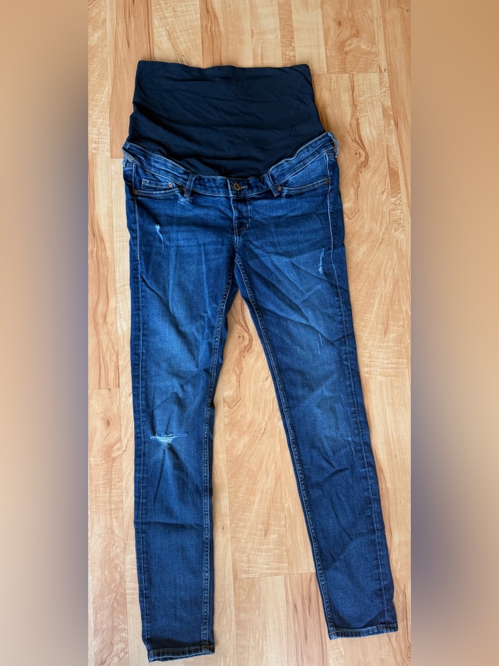 H&M Navy Maternity Skinny Jeans with Black Panel